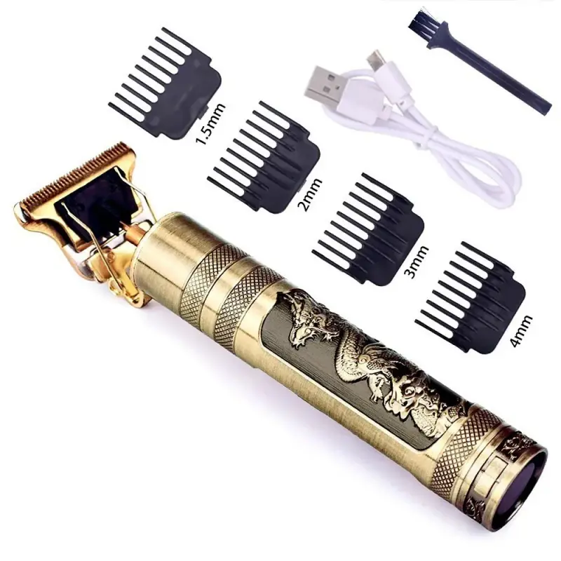 Máquina de Barbear e Cortar Cabelo Profissional Recarregável Sem Fio Dragão