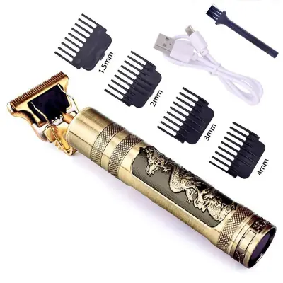 Máquina de Barbear e Cortar Cabelo Profissional Recarregável Sem Fio Dragão