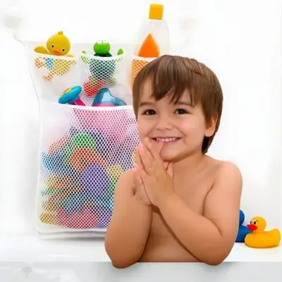 Organizador de Brinquedos Infantil em Rede para Banheiro