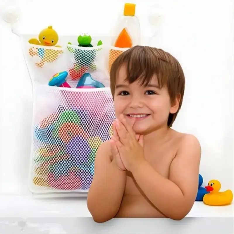 Organizador de Brinquedos Infantil em Rede para Banheiro