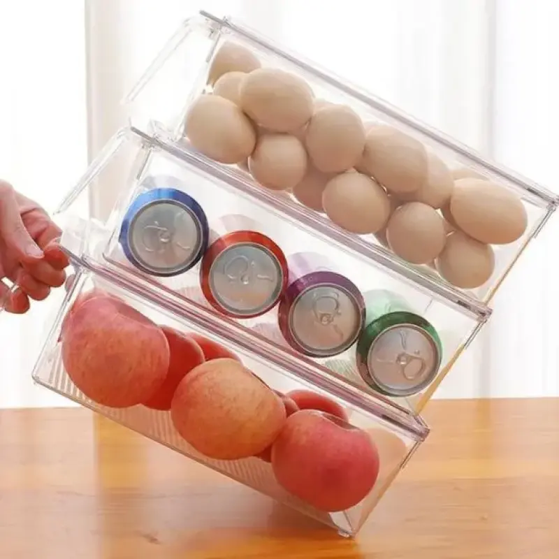 Organizador de Geladeira com Tampa para Frutas e Ovos