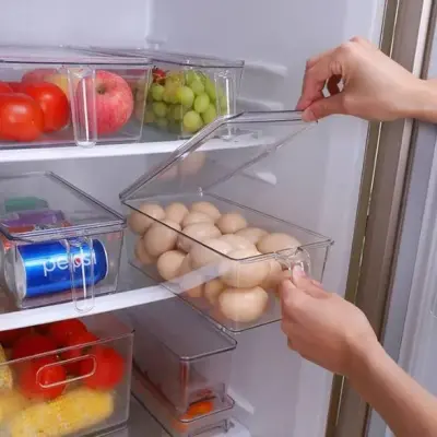 Organizador de Geladeira com Tampa para Frutas e Ovos