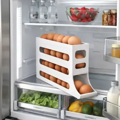 Suporte Organizador para 30 Ovos com Rolamento Automático