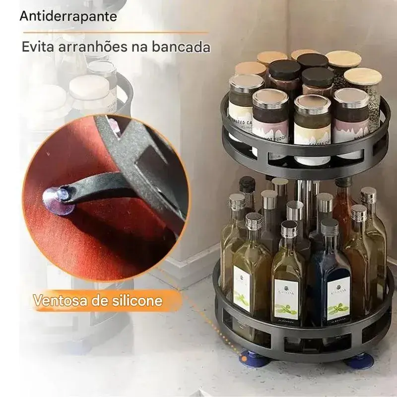 Organizador Porta Condimentos E Objetos Giratório 2 Andares