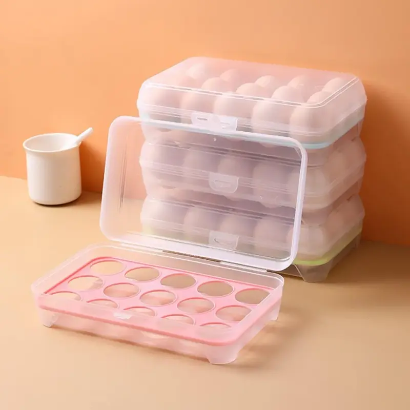 Organizador Porta Ovos com Tampa Bandeja 15 Ovos