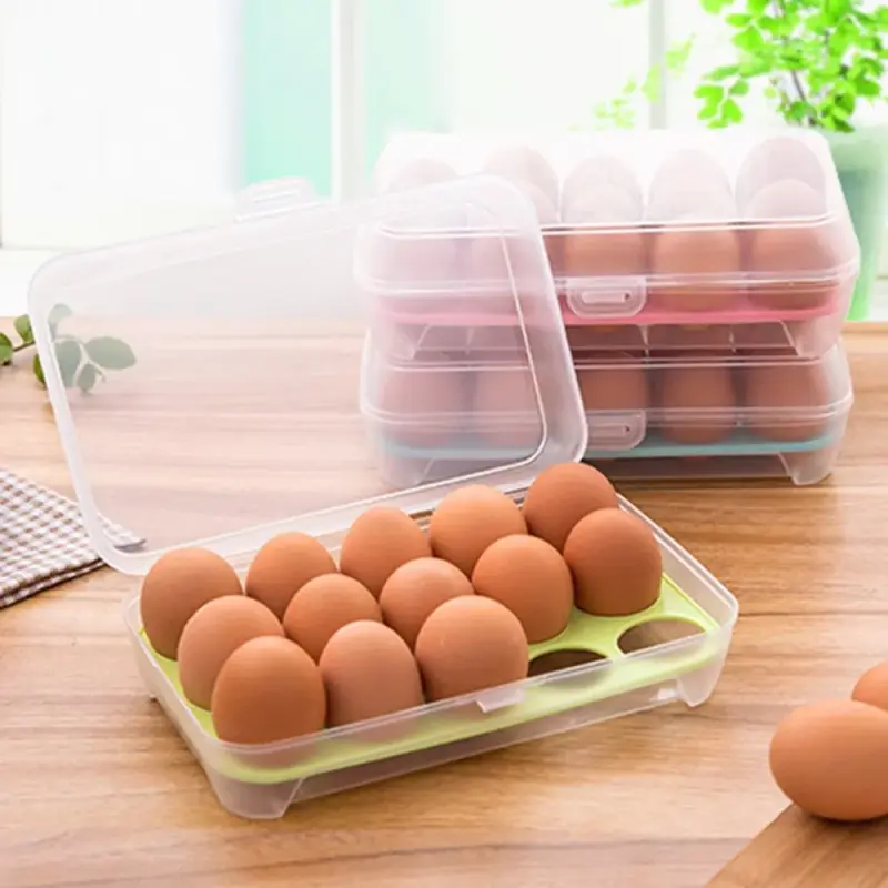 Organizador Porta Ovos com Tampa Bandeja 15 Ovos