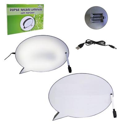 Painel Porta Recados de Plástico Luminoso com Caneta 30x21cm