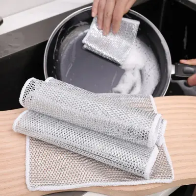 Pano De Limpeza Malha Metálica E Microfibra- Kit Com 5 Peças