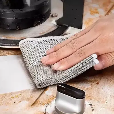 Pano De Limpeza Malha Metálica E Microfibra- Kit Com 5 Peças