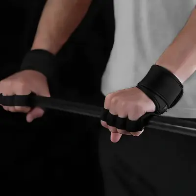 Par de Luvas de Academia Antiderrapante com Proteção de Punho