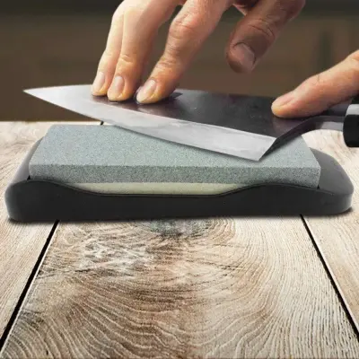 Pedra Para Afiar Amolar Facas e Lâminas Com Base
