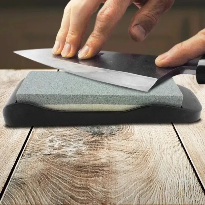Pedra Para Afiar Amolar Facas e Lâminas Com Base