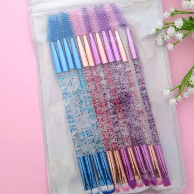 Pincel 2 em 1 Chanfrado e Escova Para Sobrancelhas – Kit com 12