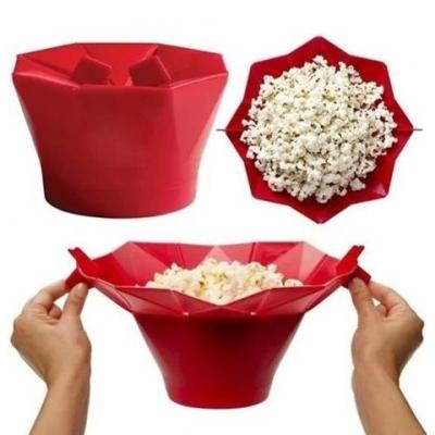 Pipoqueira Dobrável Vermelha de Silicone Para Microondas