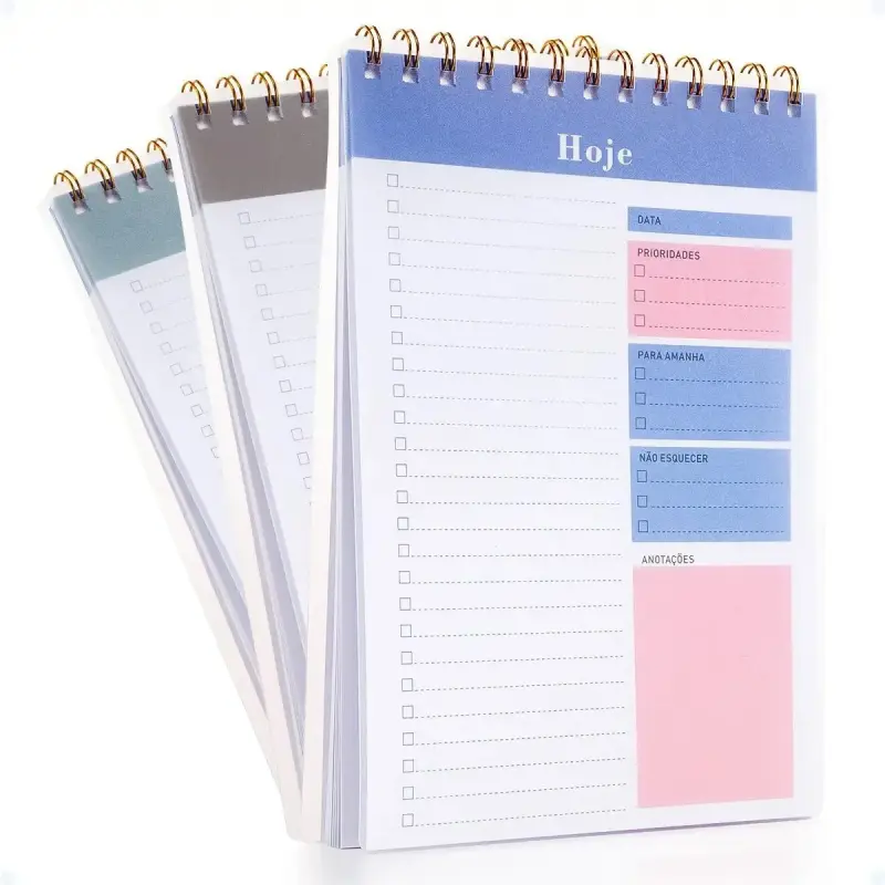 Planner Diáio Vertical Espiral com Checklist – 50 Folhas