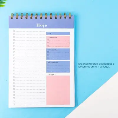 Planner Diáio Vertical Espiral com Checklist – 50 Folhas