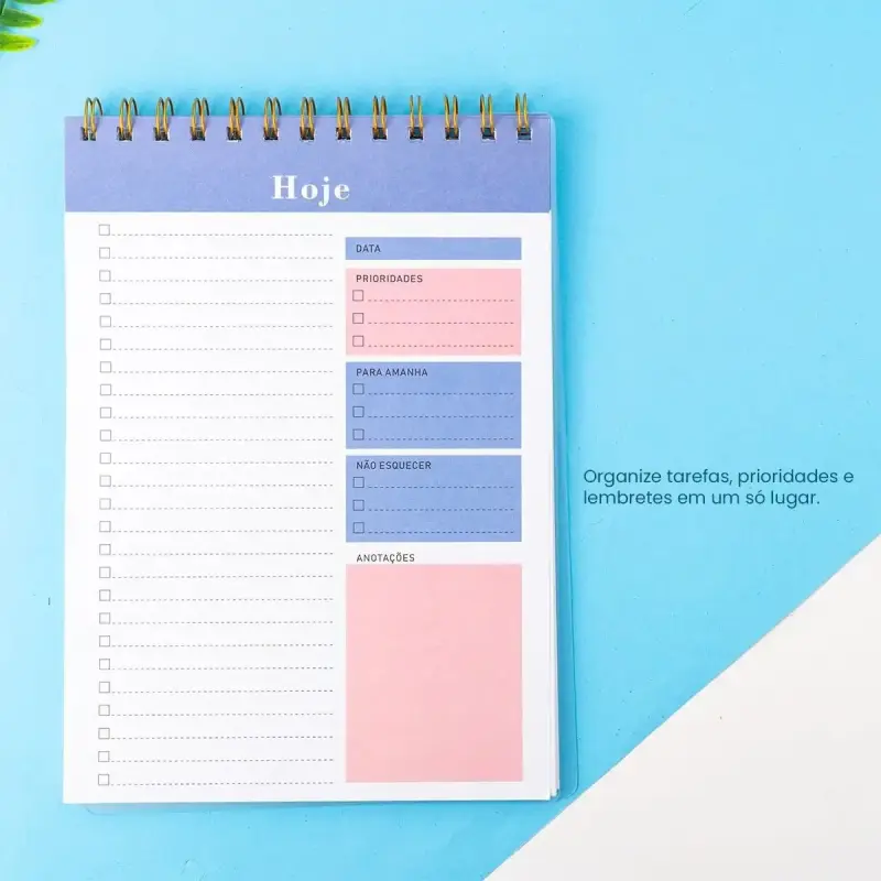 Planner Diáio Vertical Espiral com Checklist – 50 Folhas