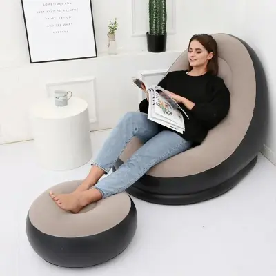 Poltrona Inflável Ultra Lounge Com Puff
