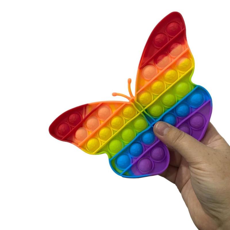 Pop It Fidget Brinquedo de Apertar Anti Stress Colorido Borboleta Colorida