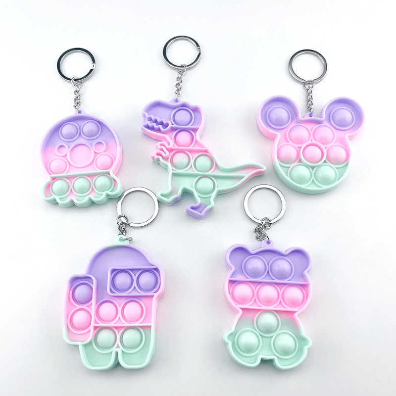 Pop It Fidget Chaveiro de Silicone de Apertar Colorido Anti Stress