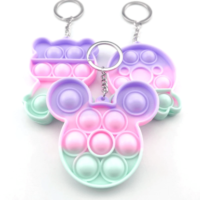 Pop It Fidget Chaveiro de Silicone de Apertar Colorido Anti Stress