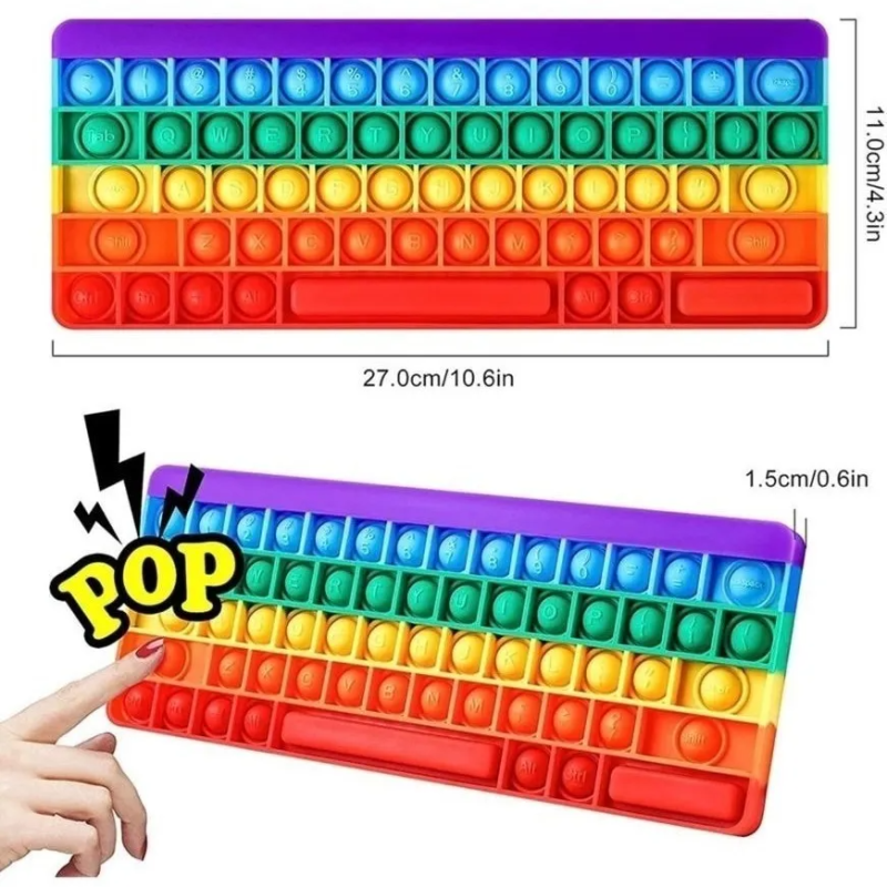Pop It Teclado Fidget Toys Letras e Números Anti Stress