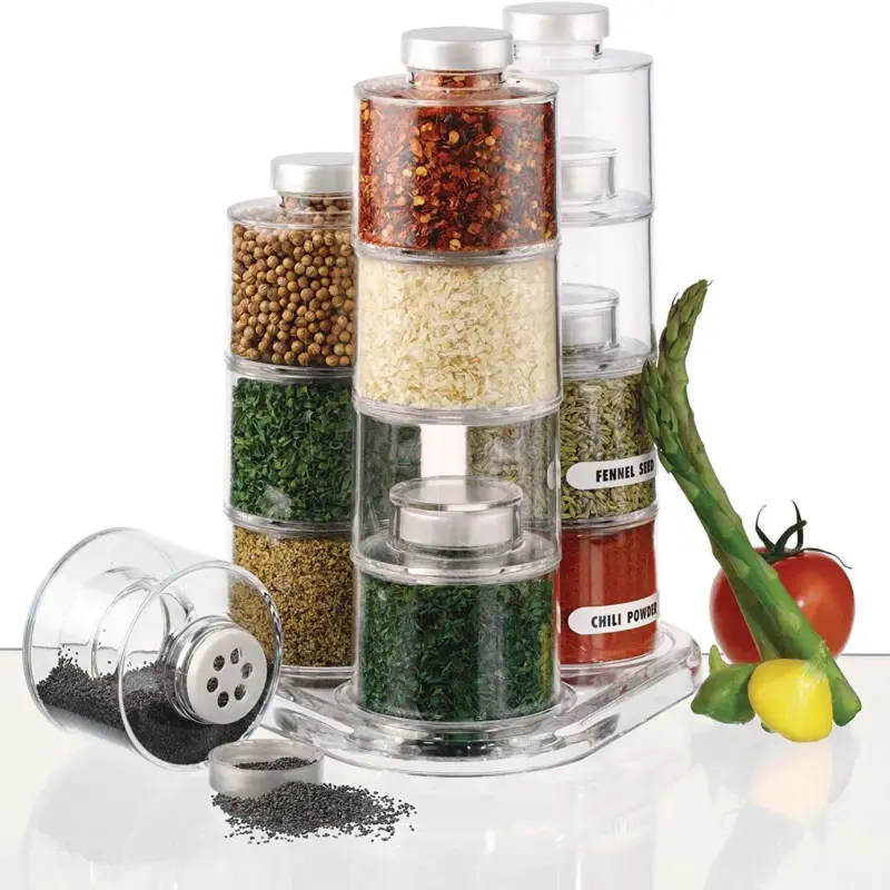 Porta Condimento Tempero Torre Extensível Gourmet – 06 Potes