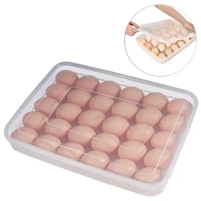 Porta Ovos Bandeja de Plástico Para 24 Ovos com Tampa