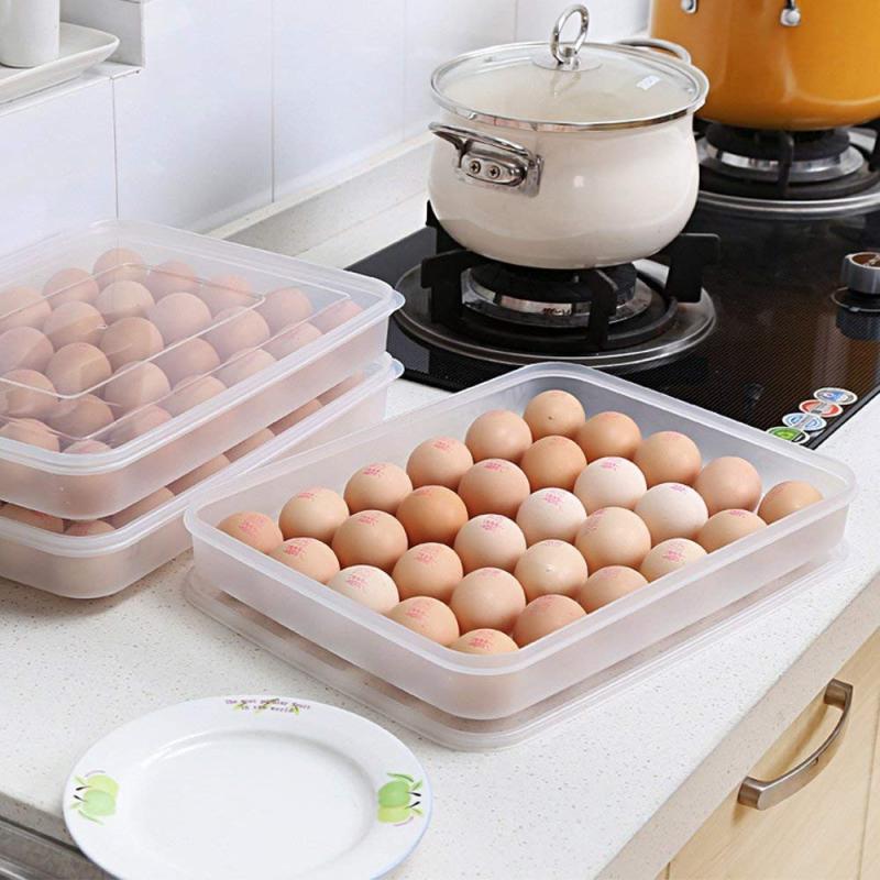 Porta Ovos Bandeja de Plástico Para 24 Ovos com Tampa