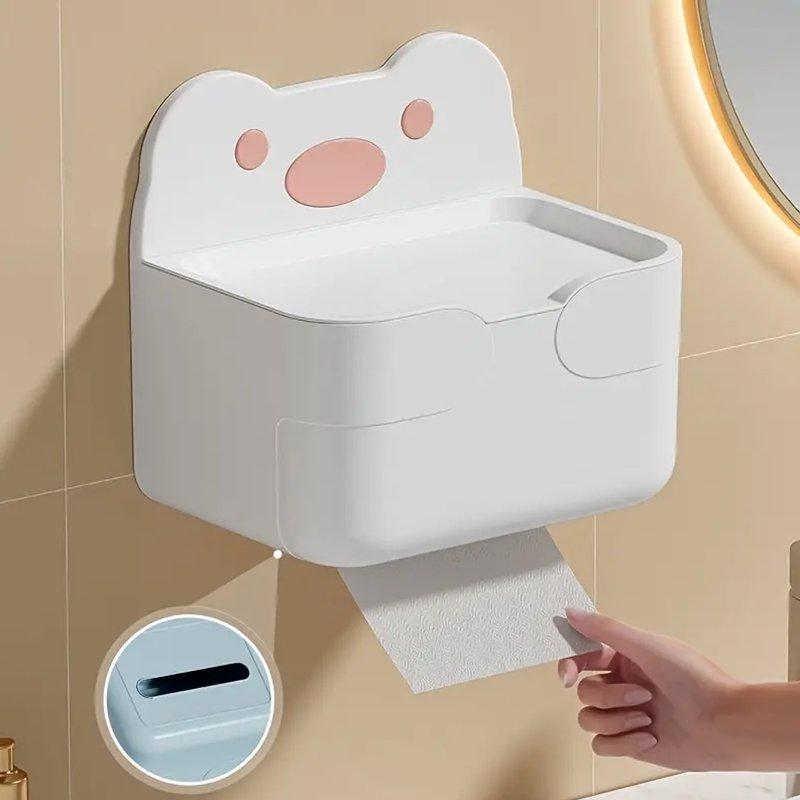 Porta Papel Higiênico Adesivo Sem Furos Fofo Ursinho
