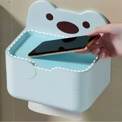 Porta Papel Higiênico Adesivo Sem Furos Fofo Ursinho