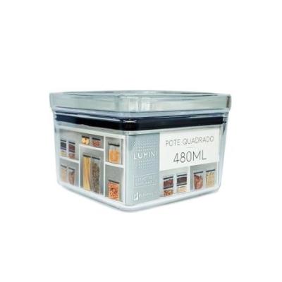 Pote Hermético Empilhável Lumini Quadrado 480 ml – Acrílico Cristal