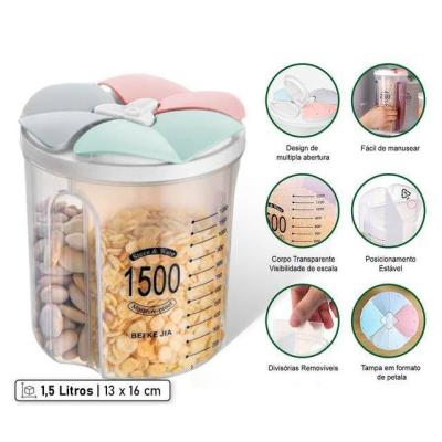 Pote Plástico com 3 Divisórias 1,5L
