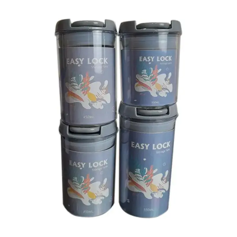 Potes Herméticos Transparentes com Tampa de Trava – kit com 4 Peças