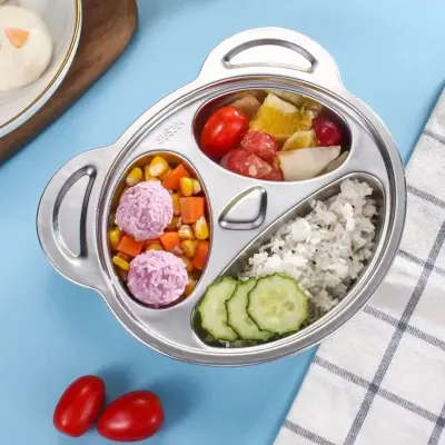 Pratinho Infantil Divisórias Divertido Aço Inox