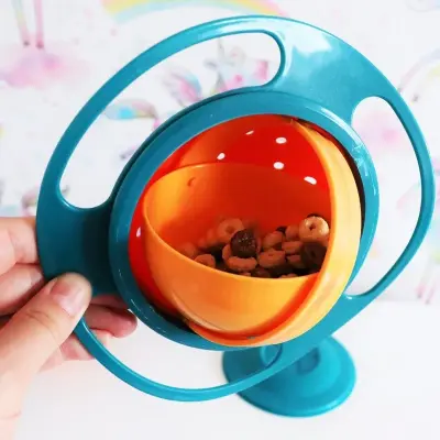 Prato Giratório 360 Graus Giro Bowl Com Tampa Bebê Não Derruba Comida