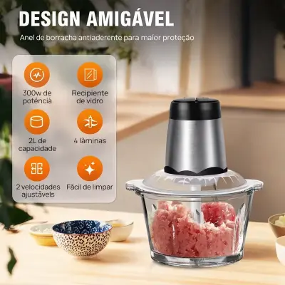 Processador Triturador De Alimentos 2L – Copo de Vidro