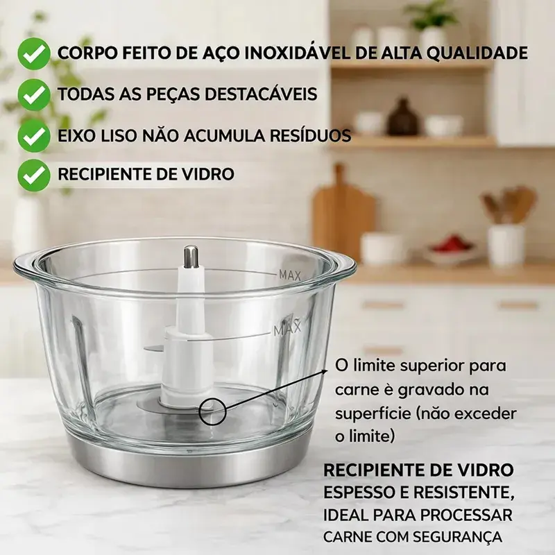Processador Triturador De Alimentos 2L – Copo de Vidro