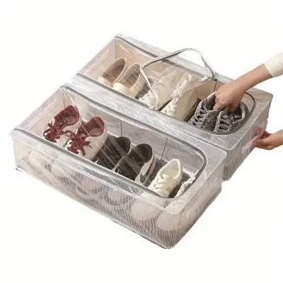 Organizador de Sapatos Transparente Dobrável Empilhável