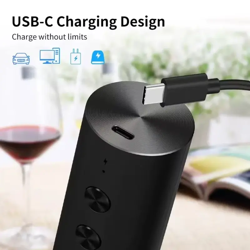 Kit Abridor de Vinho Elétrico Recarregável USB