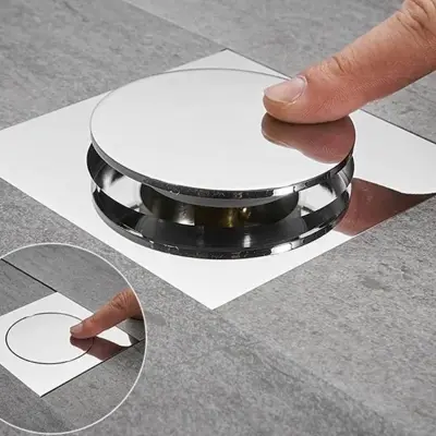 Ralo Inteligente Click Quadrado Em Aço Inox – 10×10 cm