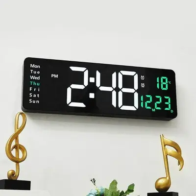 Relógio De Parede LED Digital Grande Com Controle Remoto Calendário Temperatura