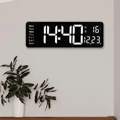 Relógio De Parede LED Digital Grande Com Controle Remoto Calendário Temperatura