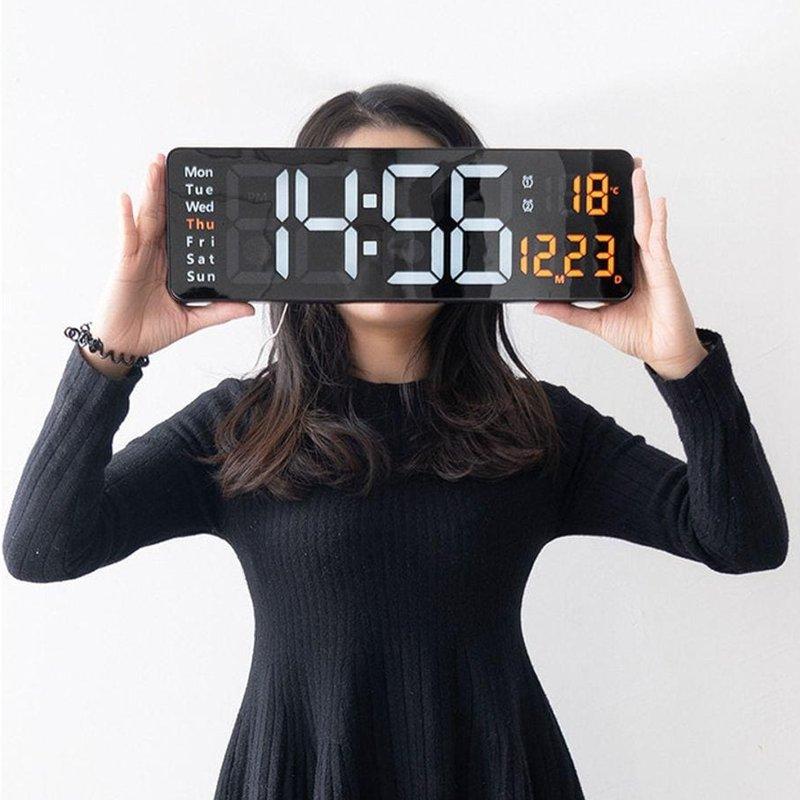 Relógio De Parede LED Digital Grande Com Controle Remoto Calendário Temperatura