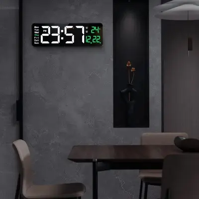 Relógio De Parede LED Digital Grande Com Controle Remoto Calendário Temperatura