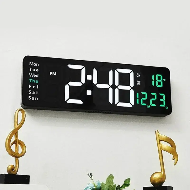 Relógio De Parede LED Digital Grande Com Controle Remoto Calendário Temperatura