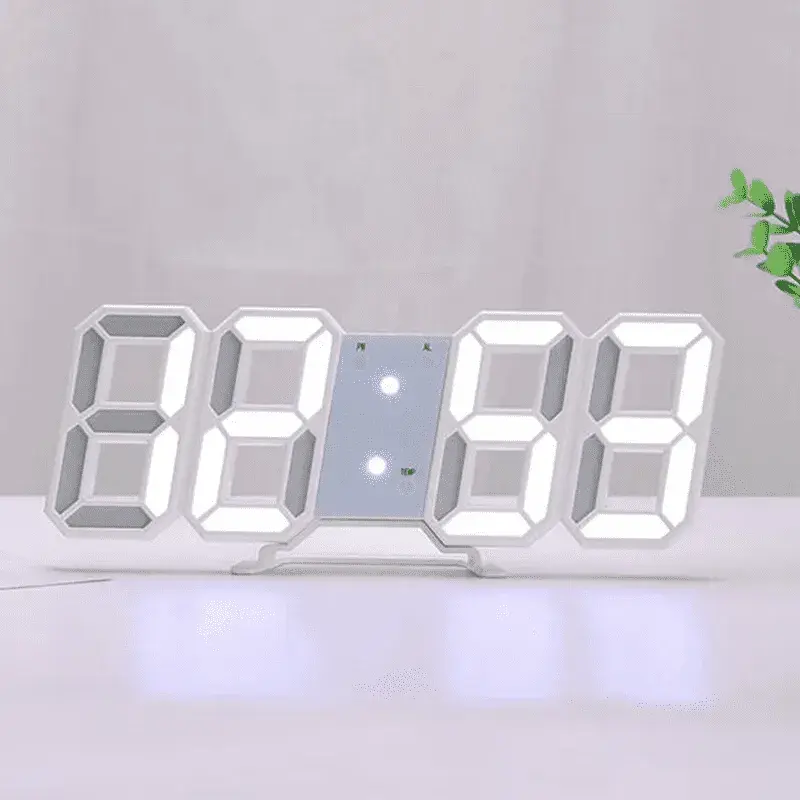 Relógio Digital LED 3D Despertador Termômetro Moderno Mesa ou Parede