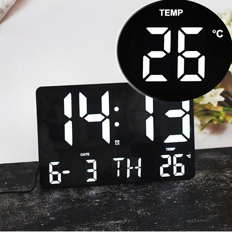 Relógio Digital LED De Parede E Mesa Calendário Alarme Data Temperatura Com Controle Remoto