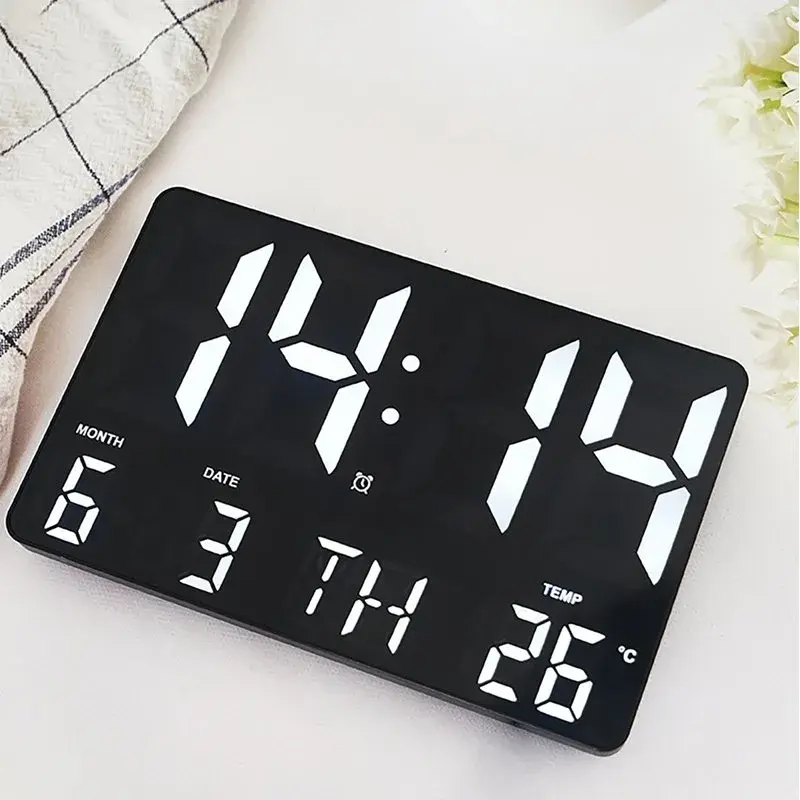 Relógio Digital LED De Parede E Mesa Calendário Alarme Data Temperatura Com Controle Remoto