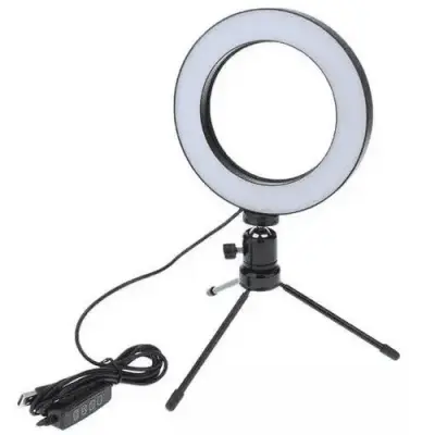 Ring Light De Mesa Iluminador De Led Tripé 8 Polegadas com Suporte Celular